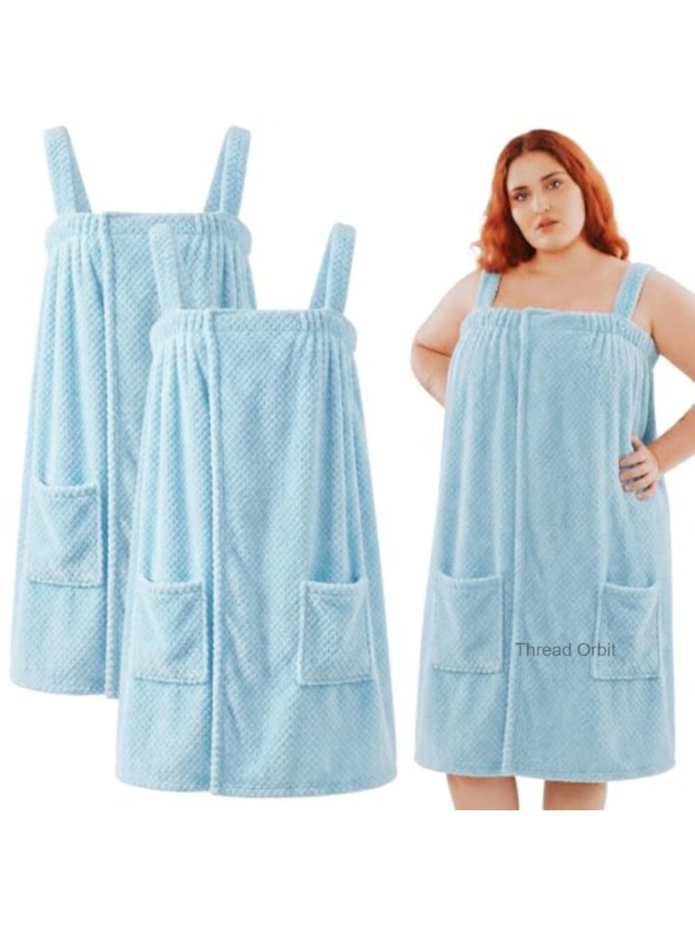 2 Pcs Plus Size Towel Wrap Set Adjustable Spa Bathrobe